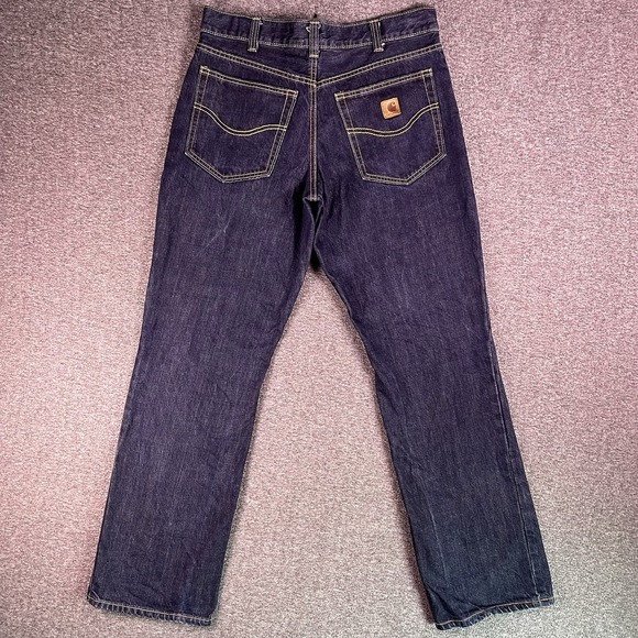 Carhartt Jeans Mens 32x32 Dark Blue Relaxed Straight Fit Cotton Denim Fit33.5x31 - Picture 11 of 15